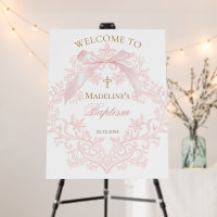 pink bow design Baptism welcome