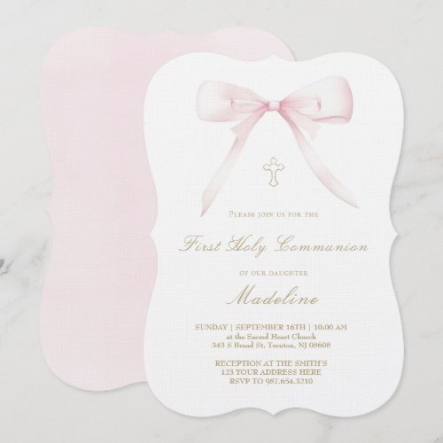  pink bow design First Holy Communion girl