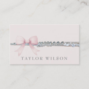 pink bow design flutist business card
