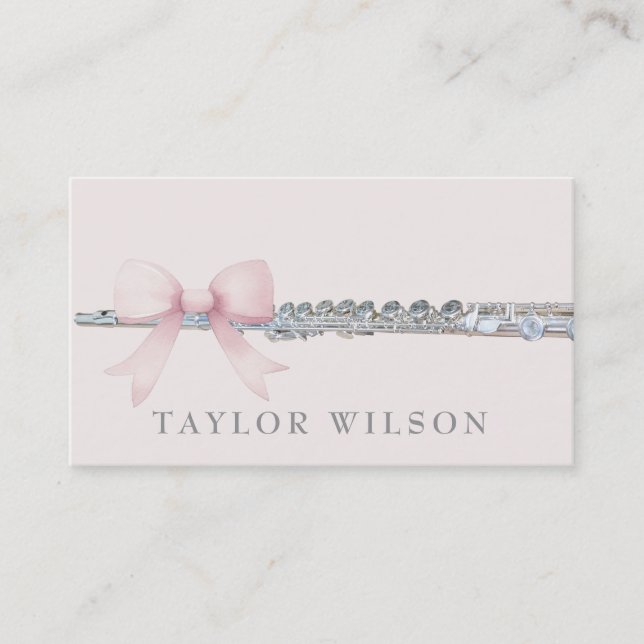 pink bow design flutist business card (Front)