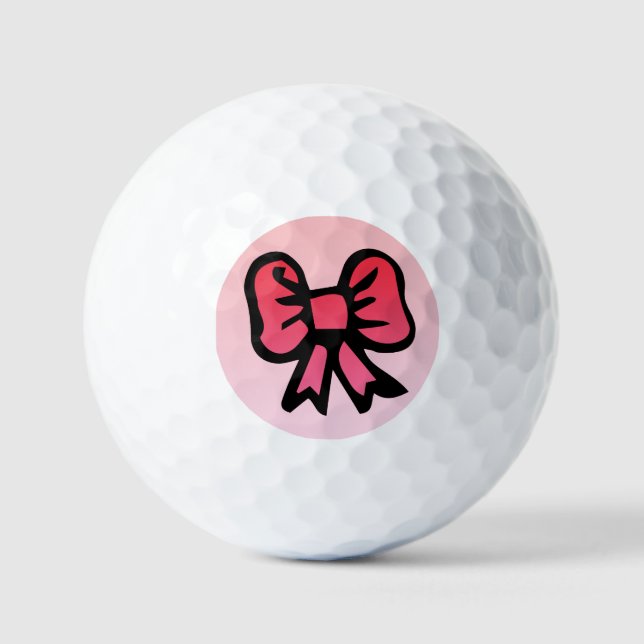 Pink Bow Design Golf Balls (Front)