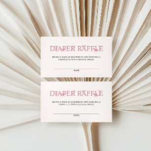 Pink Bow Diaper Raffle Baby Shower Enclosure Card