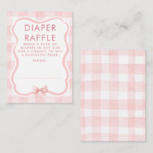 Pink Bow Diaper Raffle Baby Shower Tickets