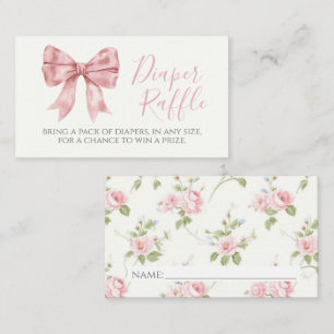 Pink Bow Diaper Raffle Card