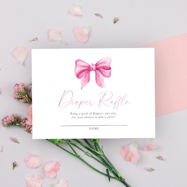 Pink bow diaper raffle enclosure card (Creator Uploaded)