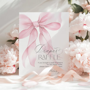 Pink Bow Diaper Raffle minimalist Baby shower Poster
