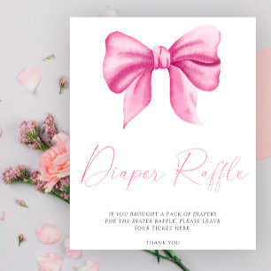 Pink bow - diaper raffle poster