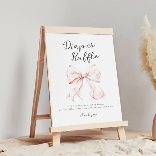 Pink Bow Diaper Raffle Table Sign