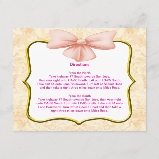 Pink Bow Direction Cards (Front)