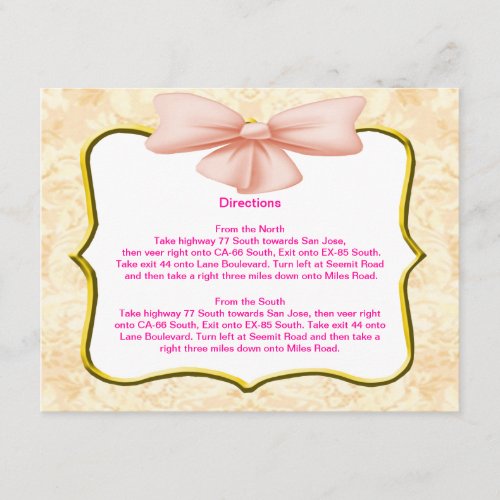 Pink Bow Direction Cards