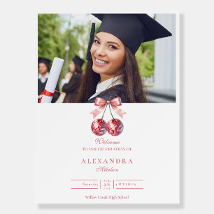 Pink Bow Disco Ball Graduation Party Foam Board