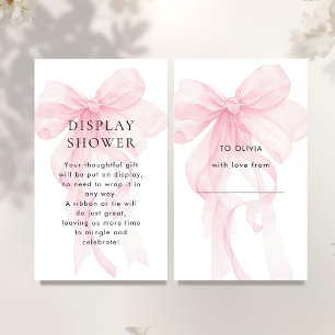 Pink Bow Display Baby Shower Enclosure Card
