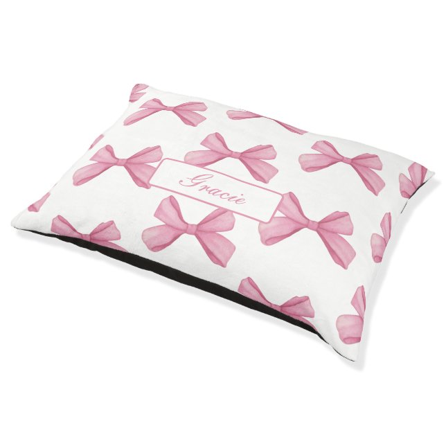Pink Bow Dog Pet Bed (Angled)