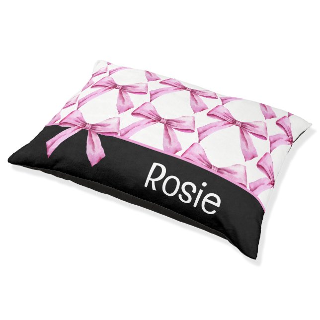 Pink Bow Dog Pet Bed (Angled)