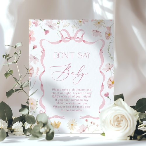 Pink Bow Dont Say Baby Wildflower Baby shower