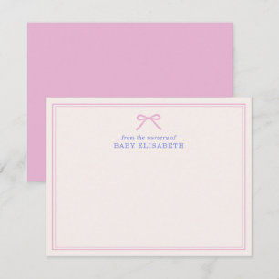 Pink Bow, double frame, from the nursery of, Invitation