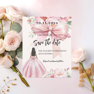 Pink bow dress Quinceanera Save the Date Flyer