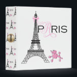 Pink Bow Eiffel Tower Paris France Poodle 3 Ring Binder<br><div class="desc">Binder</div>