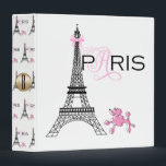 Pink Bow Eiffel Tower Paris France Poodle 3 Ring Binder<br><div class="desc">Binder</div>