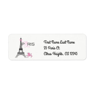 Pink Bow Eiffel Tower Paris France Poodle Chic Label