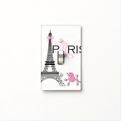 Pink Bow Eiffel Tower Paris France Poodle Chic Light Switch Cover