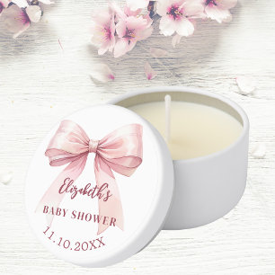 Pink bow elegant Baby Shower Mini Candle Favors