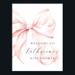Pink Bow Elegant Baby Shower Welcome Poster<br><div class="desc">Bow theme baby shower welcome poster with an elegant pink bow design and a modern minimal design</div>
