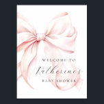 Pink Bow Elegant Baby Shower Welcome Poster<br><div class="desc">Bow theme baby shower welcome poster with an elegant pink bow design and a modern minimal design</div>
