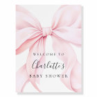 Pink Bow Elegant Baby Shower Welcome Sign