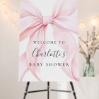 Pink Bow Elegant Baby Shower Welcome Sign
