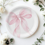 Pink Bow elegant Blush Pink Baby shower Paper Plates<br><div class="desc">Pink Bow elegant Blush Pink Baby shower Paper Plates
Matching items available.</div>