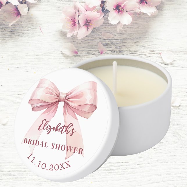 Pink bow elegant Bridal Shower Mini Candle Favors (Creator Uploaded)