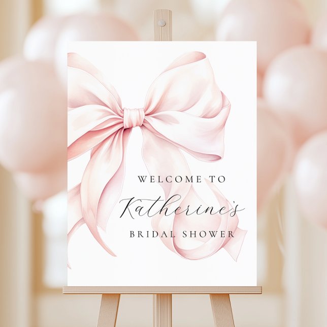 Pink Bow Elegant Bridal Shower Welcome Sign (Creator Uploaded)