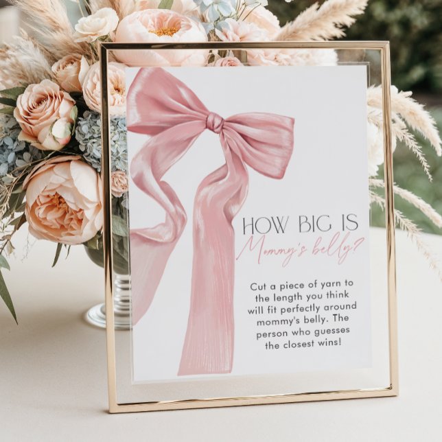Pink Bow Elegant Coquette How Big is Mommy’s Belly Poster (Creator Uploaded)
