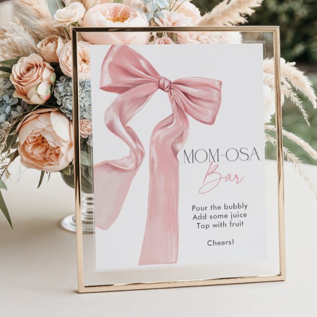 Pink Bow Elegant Coquette Mom-osa Bar Poster (Creator Uploaded)