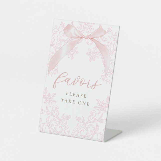 pink bow elegant favors sign (Front)
