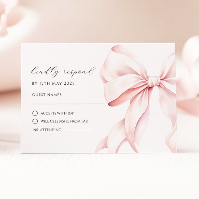 Pink Bow Elegant  RSVP Response Card (Creator Uploaded)