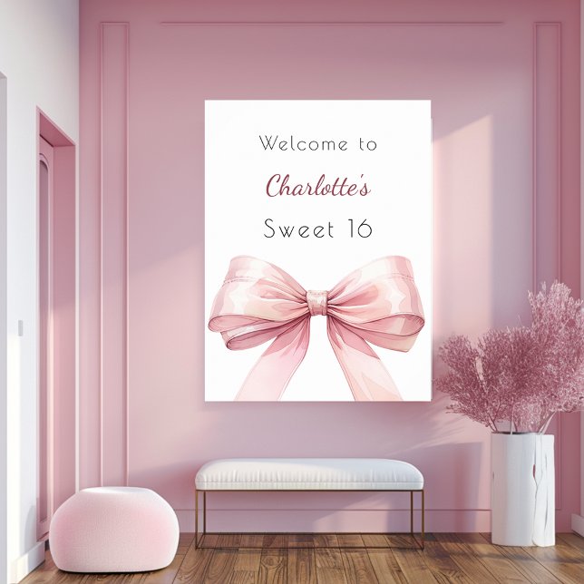 Pink bow elegant Sweet 16 welcome Poster (Creator Uploaded)