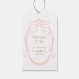 Pink Bow Elegant Thank you Girl Baby Shower Gift Tags
