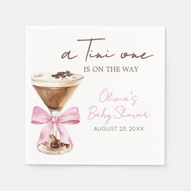 Pink Bow Espresso Martini Baby Shower Napkins (Front)