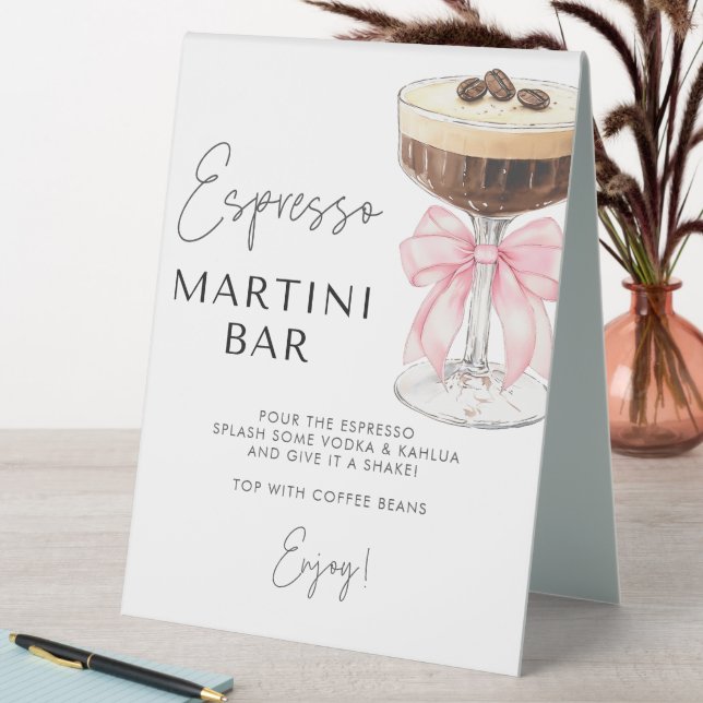 Pink Bow Espresso Martini Bar Sign (In SItu (Table))