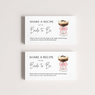Pink Bow Espresso Martini Bridal Shower Recipe Enclosure Card