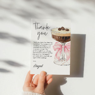 Pink Bow Espresso Martini Bridal Shower Thank You