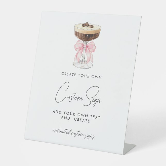 Pink Bow Espresso Martini Custom Pedestal Sign (Front)