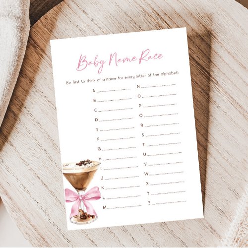 Pink Bow Espresso Martini Shower Name Race Game