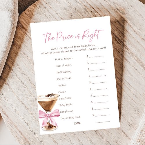 Pink Bow Espresso Martini Shower Price Game