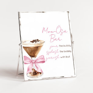 Pink Bow Espresso Shower Mom Osa Bar Sign
