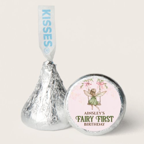 Pink Bow Fairy First 1st Birthday Personalized Hershey®'s Kisses®