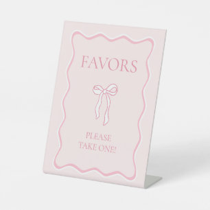 Pink Bow Favor Pedestal Sign