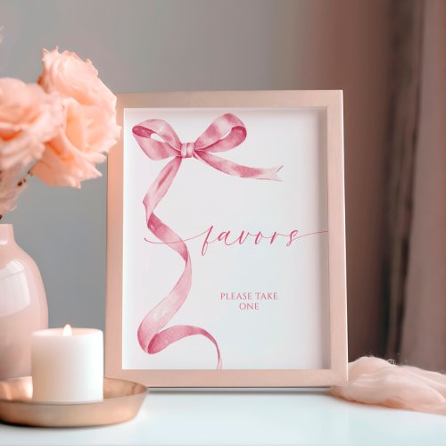 Pink Bow Favor Sign